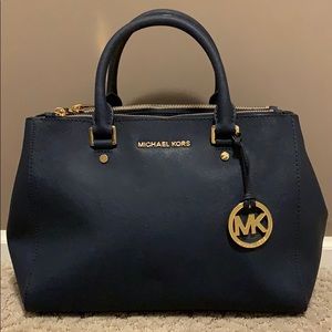 Michael Kors Navy Blue Leather Handbag